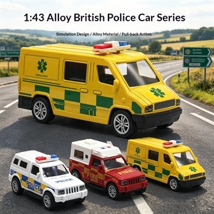 Set di 3 Modellini in Metallo <span class=keywords><strong>Scala</strong></span> <span class=keywords><strong>1</strong></span>:<span class=keywords><strong>43</strong></span> <span class=keywords><strong>Auto</strong></span> della Polizia Britannica, Camion dei Pompieri e Ambulanza con Funzione Pull-Back - Product Image 2