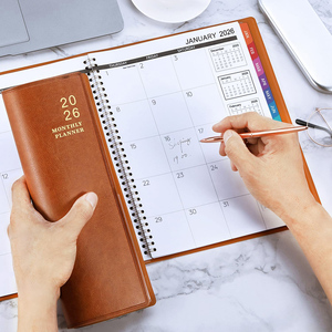 Custom Gold Spiral Bound <b>Leather</b> <b>Cover</b> <b>A5</b> 80 Sheets 100% Eco-friendly Budget Weekly Daily Monthly Planner <b>Notebook</b> Agenda - Product Image 5