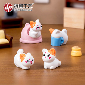 Figurines miniatures de chatons de dessins animés en résine, décorations de bureau pour maison de poupée et ornements de voiture - Product Image 2