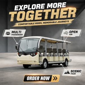 Autobús <span class=keywords><strong>Turístico</strong></span> Eléctrico al Aire Libre Sin Puertas, Vehículo de Transporte <span class=keywords><strong>Turístico</strong></span> Multipasajeros para <span class=keywords><strong>Alquiler</strong></span> en Parques Escénicos y Resorts - Product Image 6