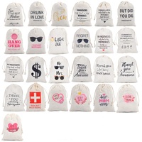 Sac personnalisable en lin écologique avec cordon de serrage pour kit de récupération après gueule de bois, avec logo personnalisé, idéal pour cadeau de fête prénuptiale en soie