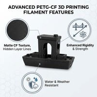 Filamen PETG-CF Berbahan Serat Karbon 1.75mm, Material Cetak 3D Teknik Kekuatan Tinggi, Hasil Akhir Matte, Pencetakan 200C