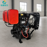 Motor Diésel de Doble Cilindro, Arranque Eléctrico, Refrigerado por Agua, 4 Tiempos, 34HP, Correa de Transmisión B/C para Trituradora y Bomba de Agua