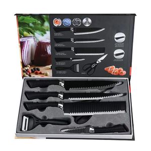 黒の波状6ピースナイフセット238Aステンレスキッチン外国貿易カラーボックスギフト - Product Image 6