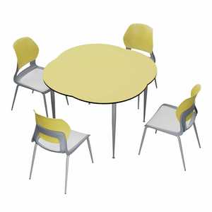 Lin Ying School Table And <b>Chair</b> Set <b>Round</b> 4 Person Modern Minimalist Style For Classroom Use - Product Image 3