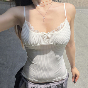 Camisola Blanca Sexy de Encaje Tejido Transpirable para Mujer, Top sin Espalda Estilo Vacaciones en la Playa, Camiseta Interior Transparente sin Mangas para Combinar - Product Image 4