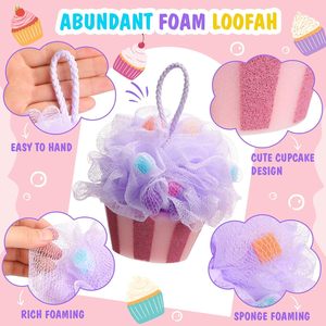 Éponge de bain exfoliante en forme de gâteau pour le corps, éponge de douche Loofah, éponge de bain pour bébé, vente en gros, mini - Product Image 4