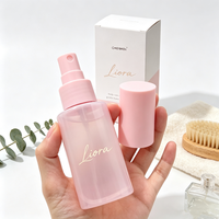 Emballage cosmétique rose en PET, flacon roll-on 50 ml, flacon vaporisateur à fine brume 100 ml 200 ml, flacon vide pour soins de la peau avec bouchon à embout compressible