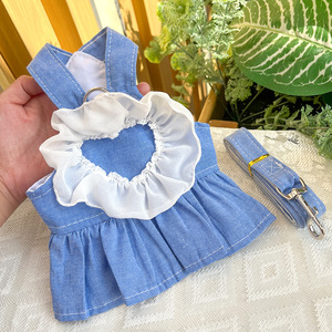 Pet Princess Denim Overall Dress <b>For</b> Dog <b>Cat</b> Small Medium Cute Style Spring Summer <b>Clothes</b> - Product Image 3