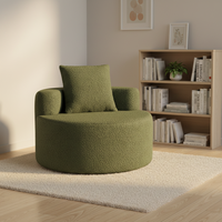 Sofá Comprimido Moderno, Sillón Reclinable Individual Redondo con Respaldo Arqueado y Reposabrazos Grandes para Sala de Estar, Dormitorio o Salón