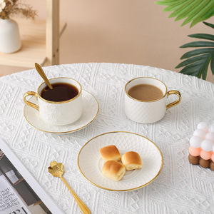 Wholesale Luxury White and Gold Porcelain Coffee Tea <b>Cup</b> and Saucer Hotel Afternoon Tea <b>Cup</b> <b>Set</b> - Product Image 2