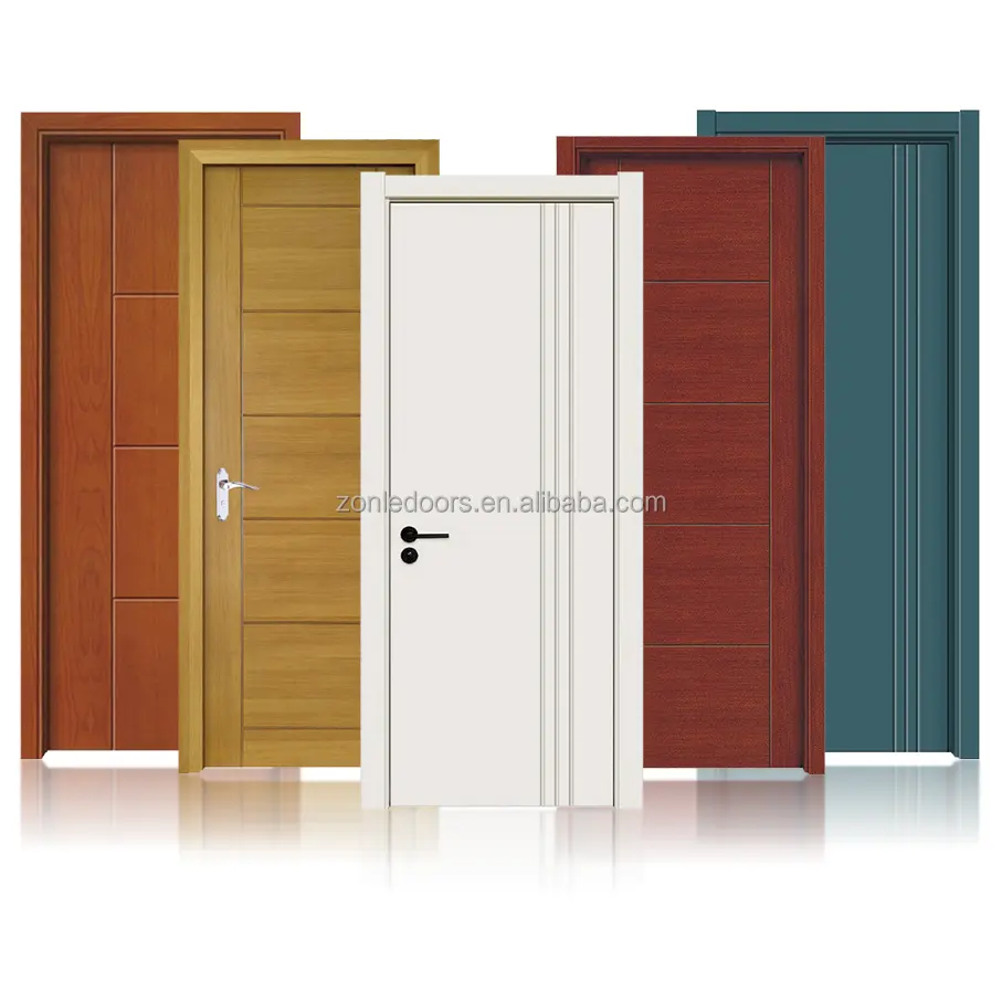 Porte d'entrée moderne en bois de sécurité pour la maison et le bureau et porte d'entrée extérieure aux couleurs personnalisées de style américain