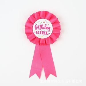 Shi Hui <b>Birthday</b> Girl Boy Rosette <b>Badges</b> Rose Pink Royal Blue Red Pink Light Blue Custom Made Party Corsage Pin <b>Badge</b> - Product Image 2