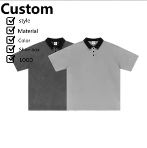 เสื้อโปโลคอกลมทรงหลวมวินเทจเสื้อโปโลพิมพ์ลายฉีดตรง100ผ้าฝ้ายแขนสั้นเสื้อดอง - Product Image 1