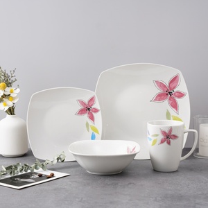 Juego <span class=keywords><strong>de</strong></span> <span class=keywords><strong>Vajilla</strong></span> Sencillo <span class=keywords><strong>de</strong></span> 16 Piezas para el Hogar, Plato Cuadrado <span class=keywords><strong>de</strong></span> <span class=keywords><strong>Porcelana</strong></span>, Tazón, Taza, Diseño <span class=keywords><strong>de</strong></span> Calcomanía Personalizable, Juegos <span class=keywords><strong>de</strong></span> <span class=keywords><strong>Vajilla</strong></span> Aptos para Microondas - Product Image 1