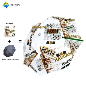 Custom Logo Design 3-Fold Automatic Open Windproof Umbrella Black Plastic Fold for Outdoor Business Gifts Classic Style