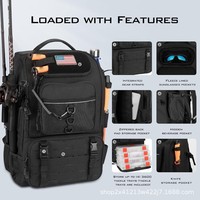 Sac à dos de pêche imperméable personnalisé de 40 L avec fermeture à glissière, panneau solaire et stockage portable USB pour une utilisation en extérieur