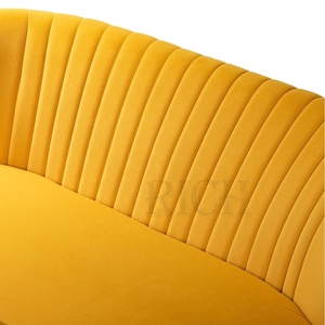 Loveseat-sofá de tela con patas doradas, moderno sofá moderno de terciopelo amarillo, <span class=keywords><strong>estrecho</strong></span>, 2 plazas - Product Image 5
