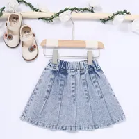 新しいファッション幼児女の子カジュアルスタイルデニムプリーツスカート女の子ショートジーンズスカート