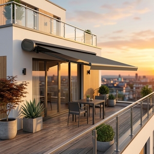 Auvent de terrasse automatique <span class=keywords><strong>avec</strong></span> baldaquin optionnel, en polyester imperméable, pour terrasse résidentielle et jardin - Product Image 4