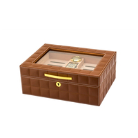 Humidor de Cigarros JH Premium de Cuero Lacado de Doble Capa, Gran Capacidad, Resistente a la Humedad, con Ventana Transparente en la Parte Superior