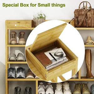 6 Story Bamboo Shoe Rack For Home Storage Can Be Adjusted Large Capacity To Save Space Shoe Rack