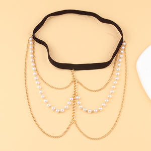 Women's Multi Layer Pearl Leg <b>Chain</b> Elastic <b>Rope</b> Body Jewelry Party Fashion Accessory - Product Image 4