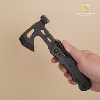 Outil de lutte contre les incendies pliable multifonction en acier à haute teneur en carbone KA-107 pour l'extérieur, avec hache, marteau, couteau, clé