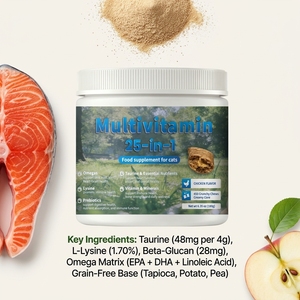 Suplemento Multivitamínico Cremoso 25 en 1 para Gatos con L-Lisina, Taurina y Omega 3, Suplemento para la Salud Felina - Product Image 6