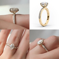 1 Karat Oval Kesim Kanal Taşlı Tektaş Laboratuvar Elması Nişan Yüzüğü 10K/14K/18K Som Altın VVS IGI Sertifikalı Özel CVD/HPHT