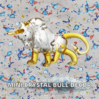 Figura de Toro Miniatura de Cristal LS Hecha a Mano, Figura de Animal de Cristal Salvaje Pulido, Coleccionables en Miniatura, Decoración para el Hogar con Feng Shui de la Suerte