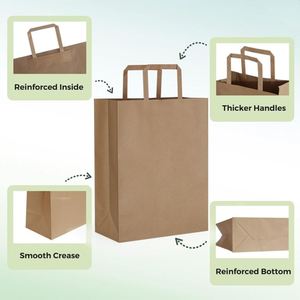 Sacs en papier kraft biodégradables de luxe personnalisés avec poignées en corde de coton pour la restauration, la vente à emporter, les supermarchés et la promotion - Product Image 5