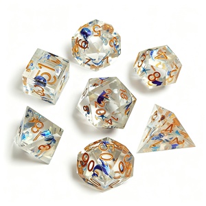 Ensemble de dés polyédriques personnalisés pour D&D, faits à la main en résine, 7 pièces, dés multi-faces avec autocollants intégrés pour RPG Dungeons & Dragons - Product Image 2