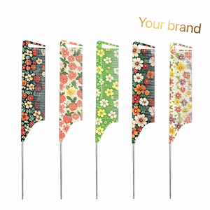 Peine Profesional de Cola de Rata con Púas de Plástico Afiladas, Agarre Antideslizante, Diseño Floral, para Seccionar el Cabello, con Logotipo Personalizado, Uso en Hoteles, Tamaño Grande - Product Image 1