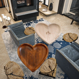 TCE New <b>Heart</b> Shaped Religious Prayer Bowl Carved <b>Wooden</b> Cross Eco-Friendly Home Decor Candles Centerpiece Christian American - Product Image 3