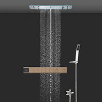 Douche thermostatique à cascade et pluie, colonne d'eau, tête de douche multifonction LED, ensemble de douche 900*300 mm