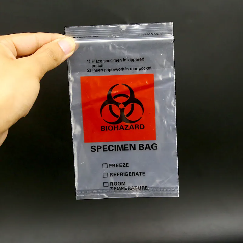 Aangepaste Drie-Layer Biologische Specimen Transport Bag Zip Lock Bag Biohazard Monster Specimen Tas