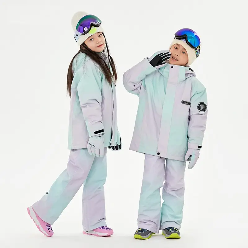 Setelan pakaian Ski anak-anak, setelan Ski hangat dan dingin dipertebal untuk musim dingin anak laki-laki dan perempuan
