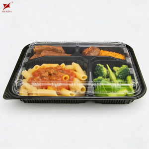 Fiambreras de 4 compartimentos con logotipo personalizado de plástico PP de alta calidad, contenedor de comida desechable dividido desechable - Product Image 1