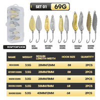 Lot de 10 leurres métalliques lumineux argentés pour la pêche, boîte de leurres durs, ensemble de leurres-cuillères métalliques, kit de 3 styles d'appâts