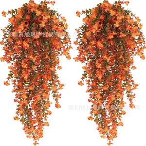 Artificial <b>Eucalyptus</b> Wall Hanging Orange Red Long <b>Branch</b> Indoor Outdoor Decoration - Product Image 1