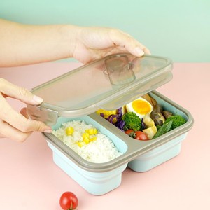Factory direct Portable Microwave Silicone Food Storage Container Bento Collapsible Container Folding Lunch Box
