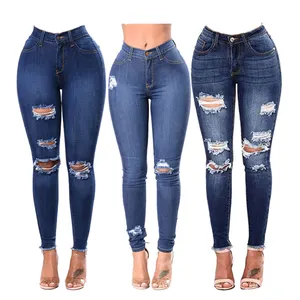 Plus Größe Frauen Jeans Hose Neue Explosive Europäischen Amerikanischen Elastische Loch s Hohe Taille Dünne Dünne Leggings frauen Jeans