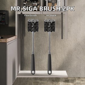 MR.<span class=keywords><strong>SIGA</strong></span> Paquete de 2 cepillos para botellas con mango largo Exfoliante de limpieza flexible para botellas de agua Cristalería Tazas-Negro - Product Image 2