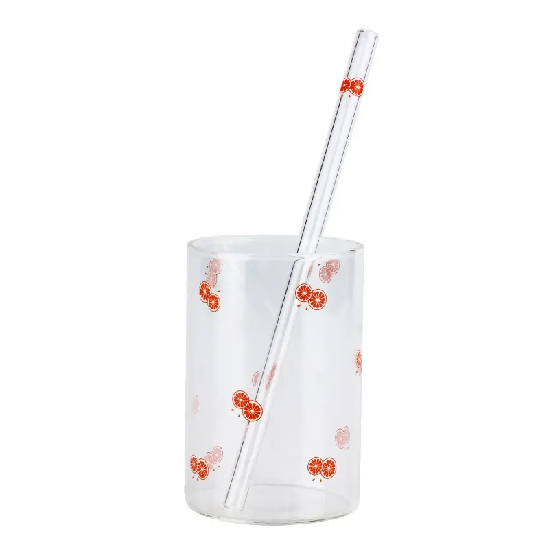 Ins high borosilicate heat-resistant glass milk juice water cup strawberry glass cup