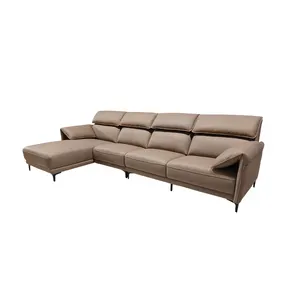 Hot Sale Modern 4-Seat L-Shape Chesterfield Sofa Set Economy Brown Color Living Room Furniture With Corner Chaise Lounge