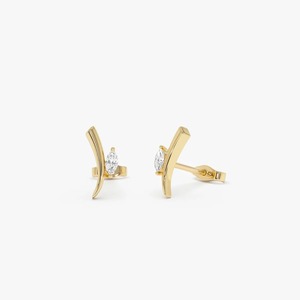 DHANI JEWELS ต่างหูเพชรแท้ทรงมาร์ควิส 14K ทองคำ FG สี VS2 ความใส ได้รับการรับรองเพชรธรรมชาติ เครื่องประดับหรูหรา - Product Image 5