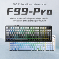 Clavier mécanique sans fil ergonomique AULA F99 PRO, nouveau, trois modes, USB Type-C, rétroéclairage 7-RGB, personnalisable, en plastique, pour ordinateur de bureau