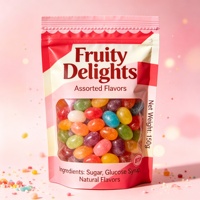 MOQ 100 stuks, voedselveilige, op maat bedrukte, gegalvaniseerde, hersluitbare zipzakken voor verpakkingen van regenboog fruit snoep.
