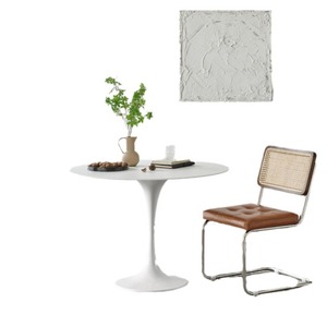 Juego de mesa de comedor redonda y sillas, 3 piezas, diseño minimalista moderno para comedor, asientos cómodos, estilo artístico - Product Image 5